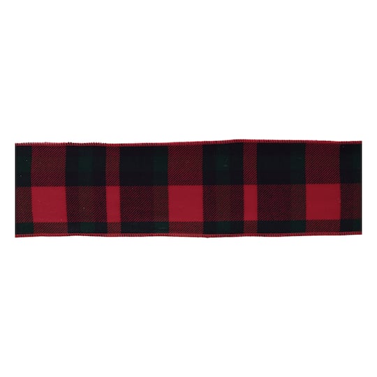 4" x 5yd. Red & Black Plaid Wired Ribbons, 2ct.